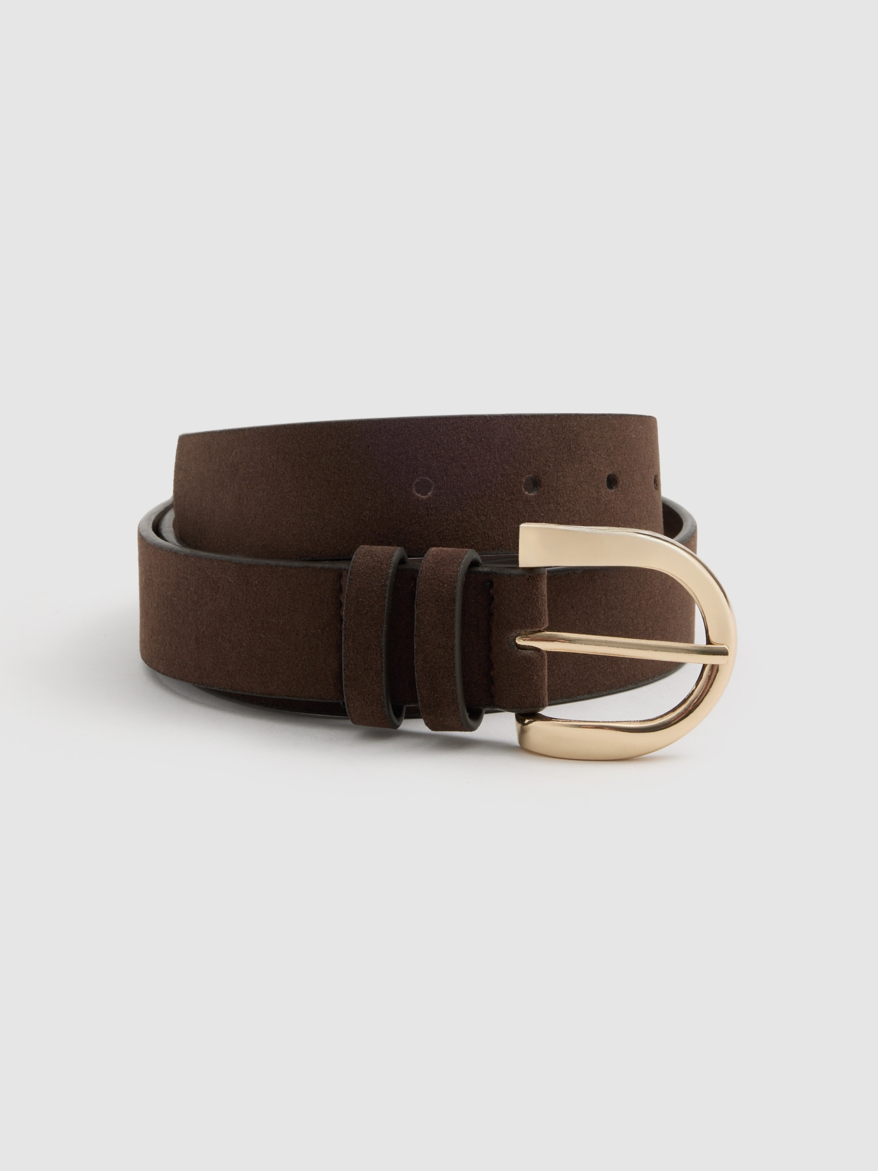 Brown faux leather basic belt brown