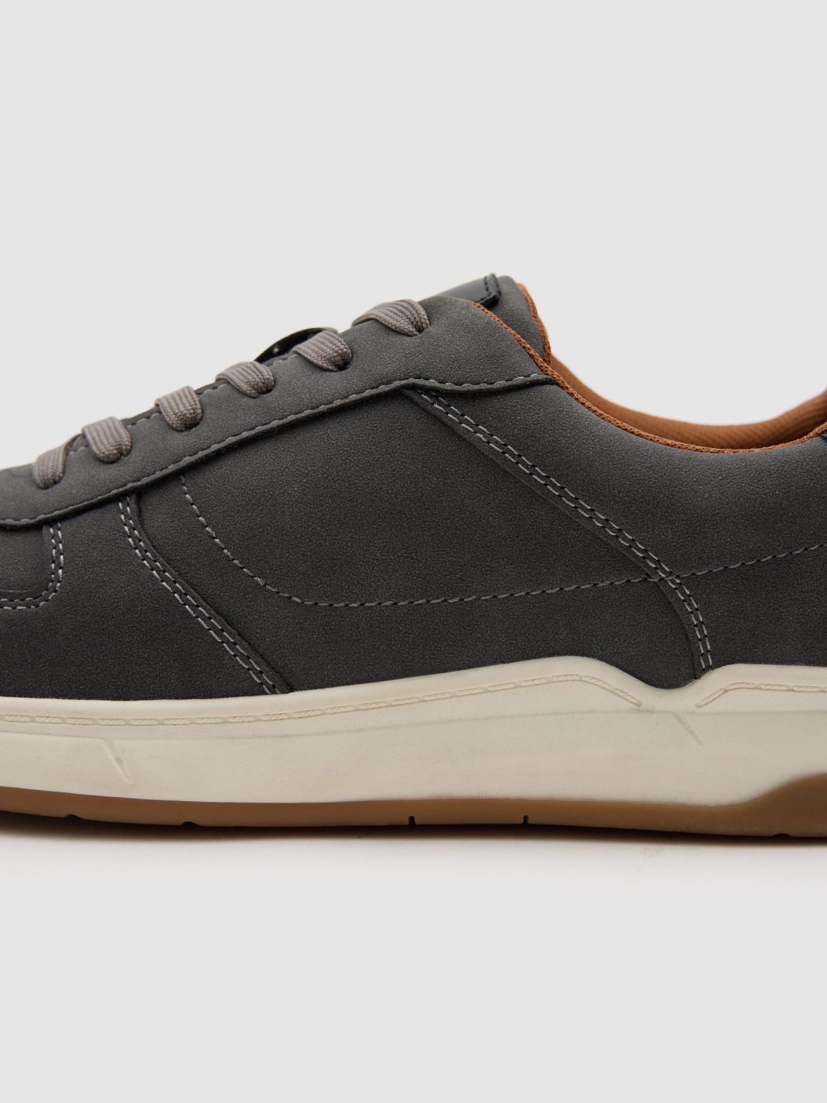 Casual faux leather shoe grey detail view