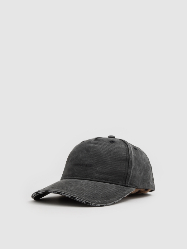 Gorra baseball efecto lavado gris vista lateral trasera 45º