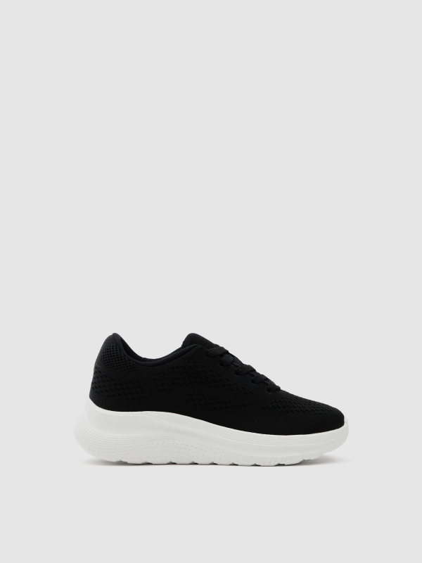 Tênis baixos plataforma pretos preto