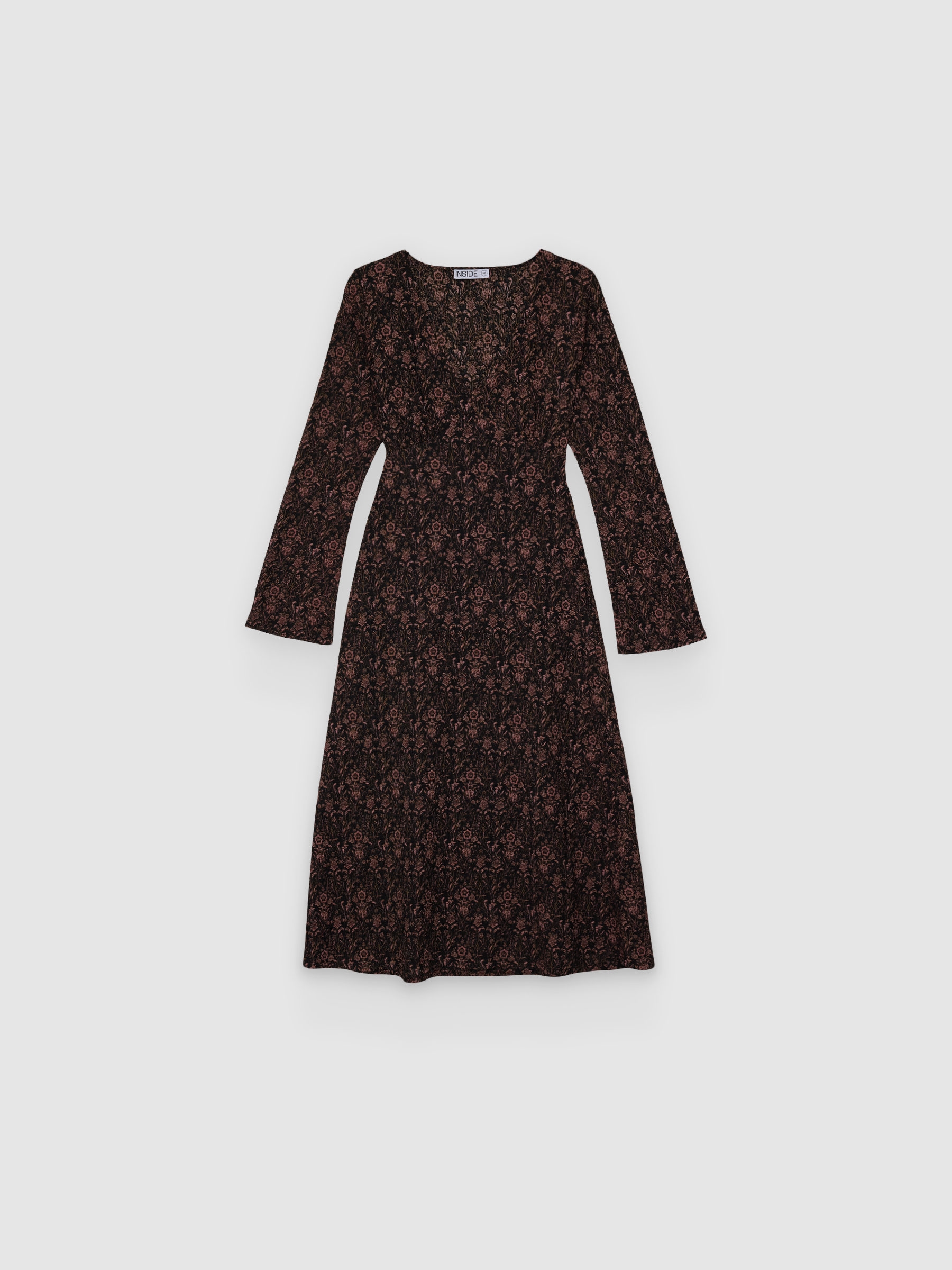  Midi floral textured dress black front view