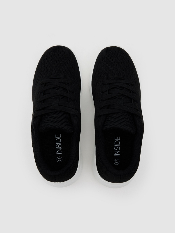 Tênis baixos plataforma pretos preto vista superior