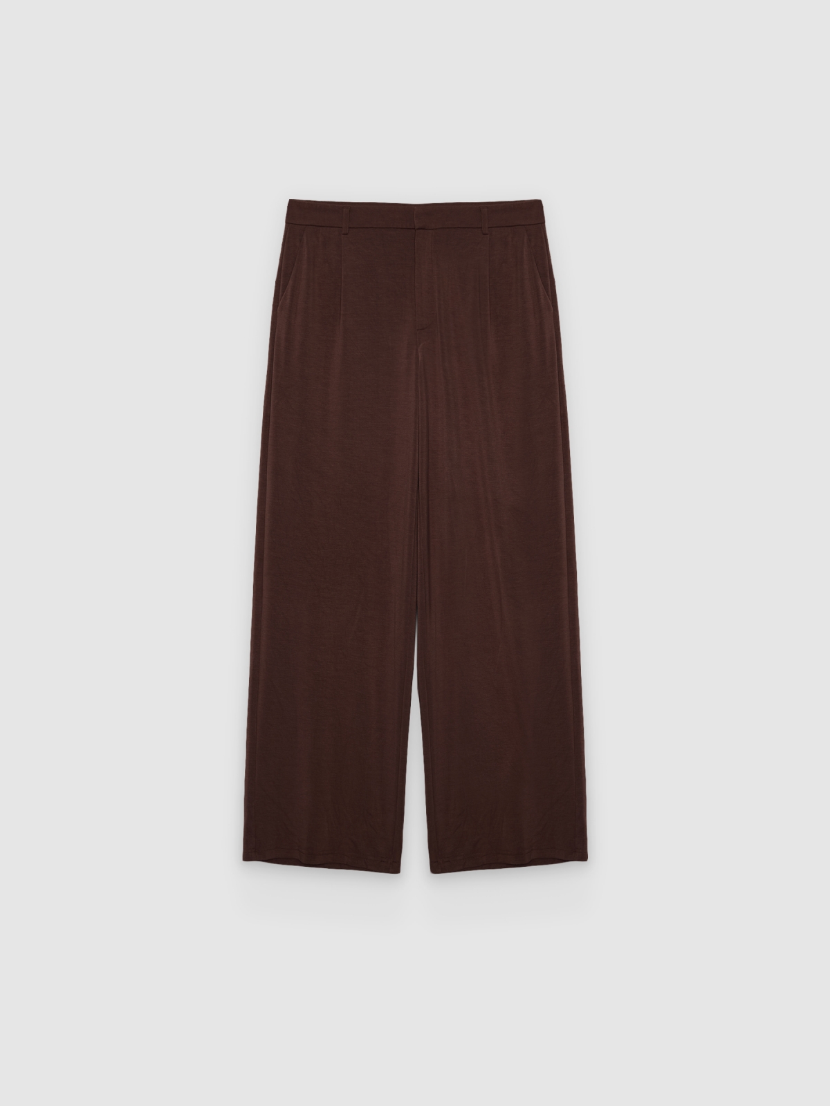 %Pto% Calça fluida de viscose chocolate vista frontal