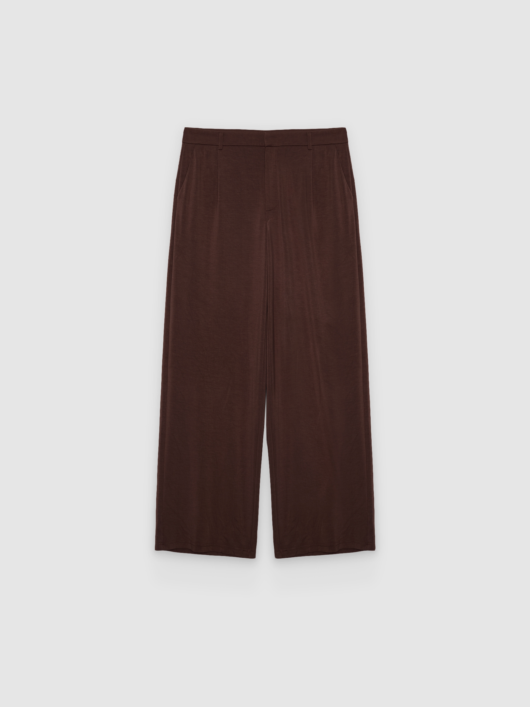 %Pto% Calça fluida de viscose chocolate vista frontal