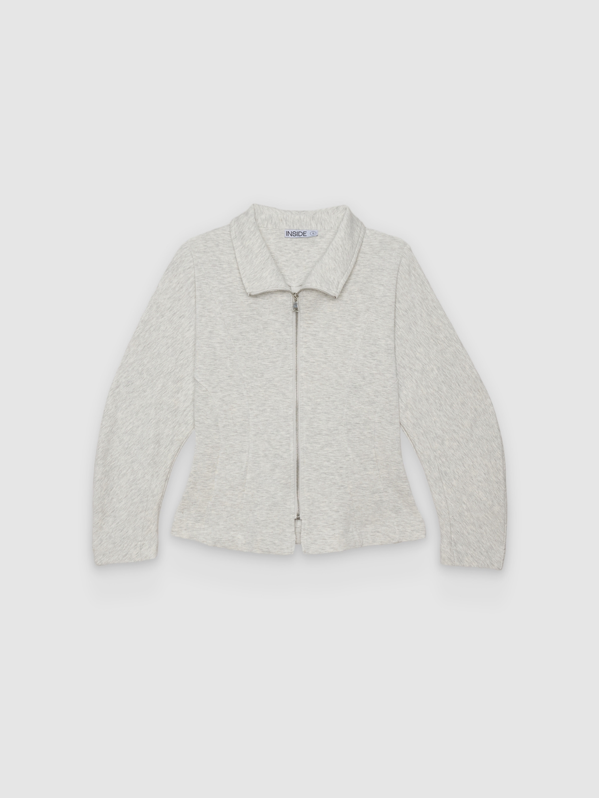 %Pto% Chaqueta slim cuello subido melange claro vista frontal