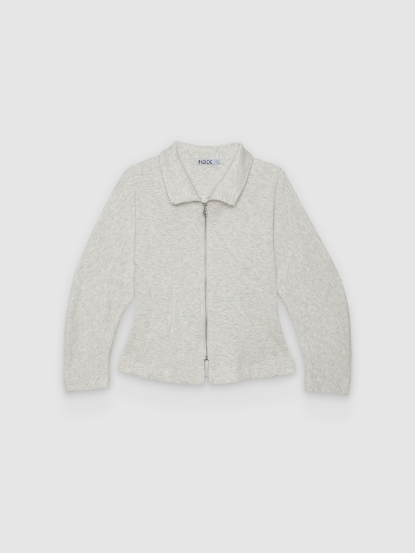  Slim jacket with raised collar light melange front view