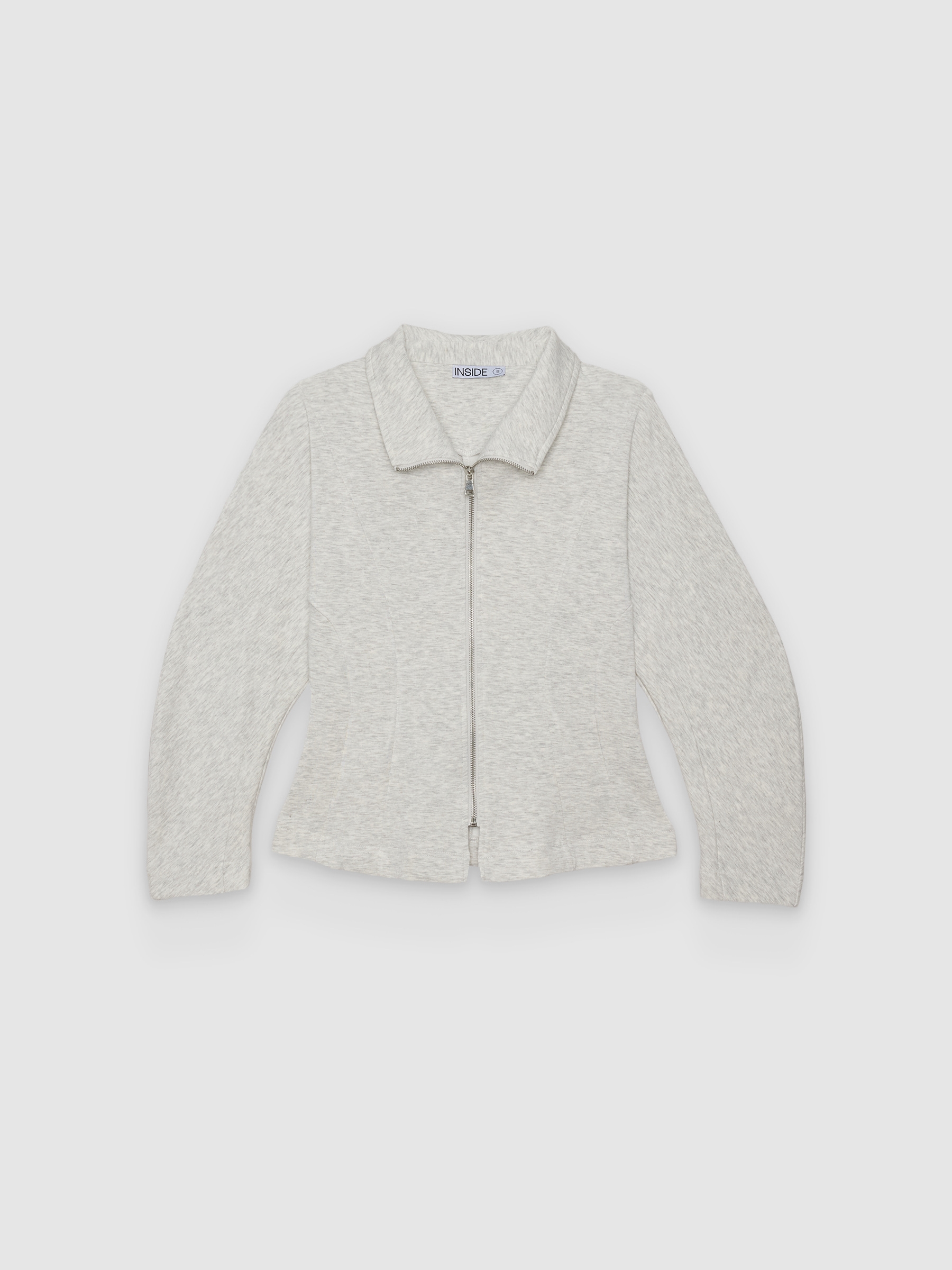  Slim jacket with raised collar light melange front view