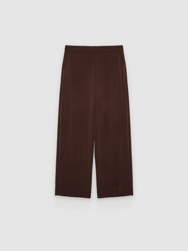 Calça fluida de viscose chocolate vista traseira