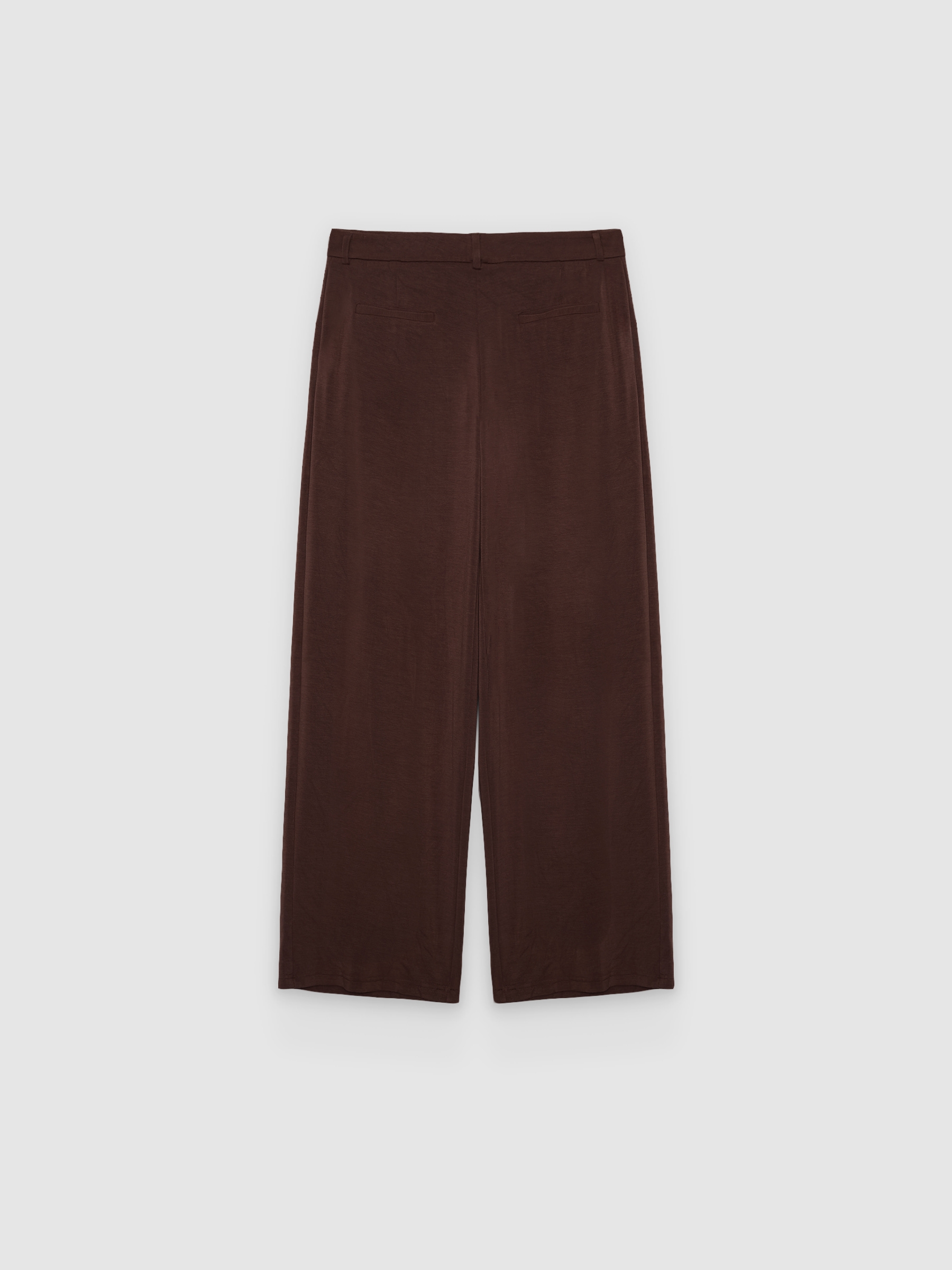 %Pto% Calça fluida de viscose chocolate vista frontal