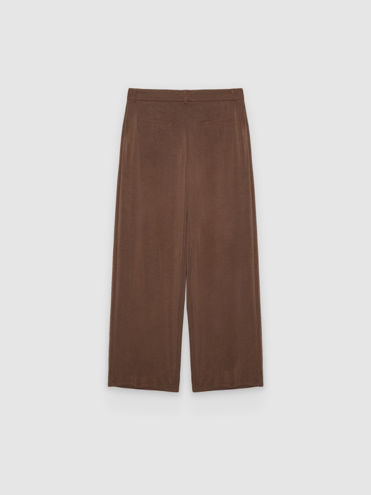 Calça fluida de viscose taupe vista traseira