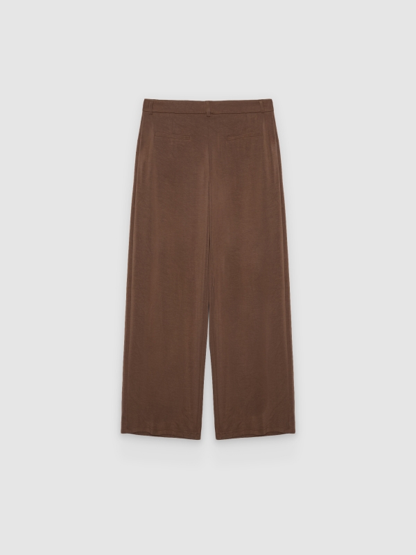 Calça fluida de viscose taupe vista traseira