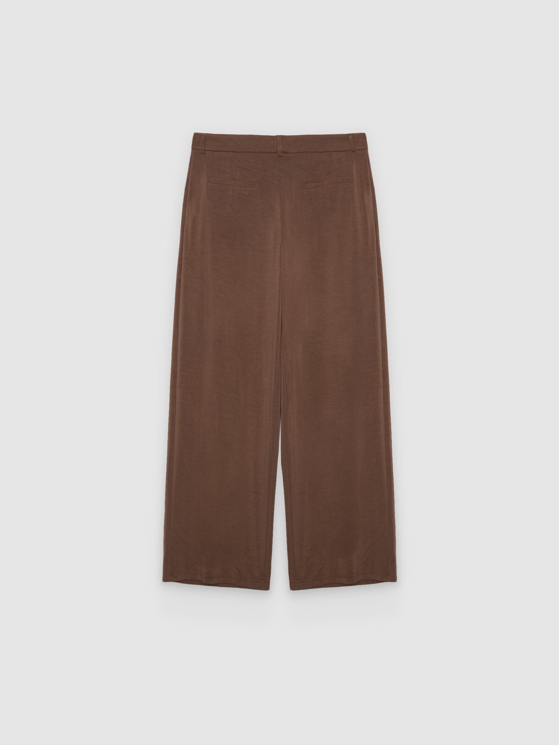  Calça fluida de viscose taupe vista frontal