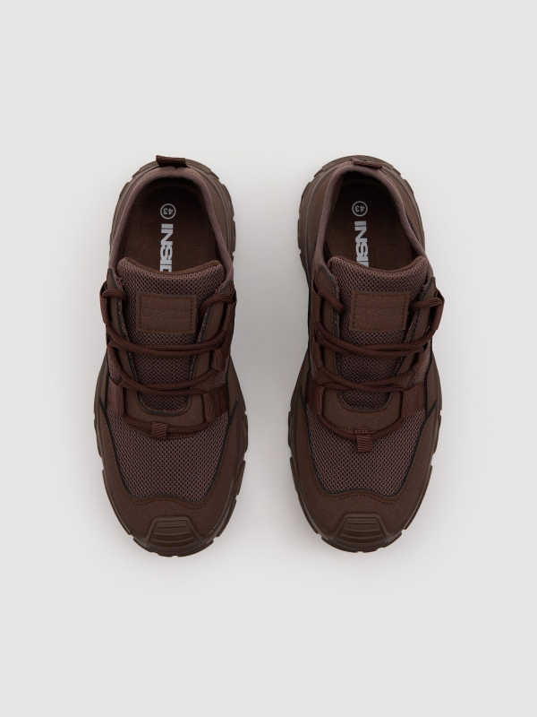Deportivas running nylon marrón marrón vista cenital