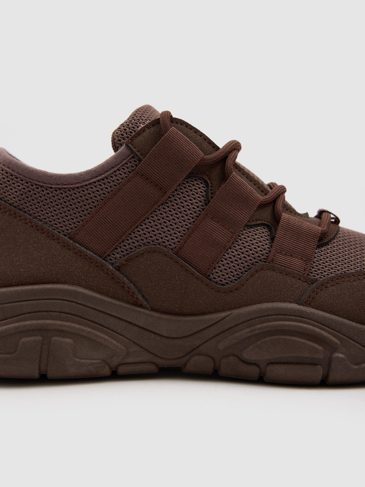 Brown nylon running sneakers brown detail view