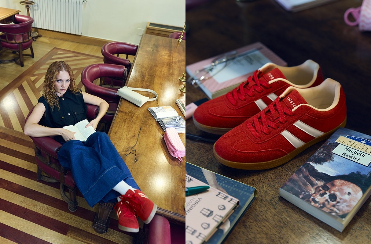 Low-top retro rubber sneaker carmine