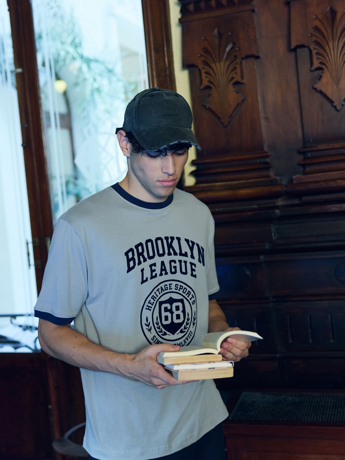 %New% Camiseta campus Brooklyn League gris medio