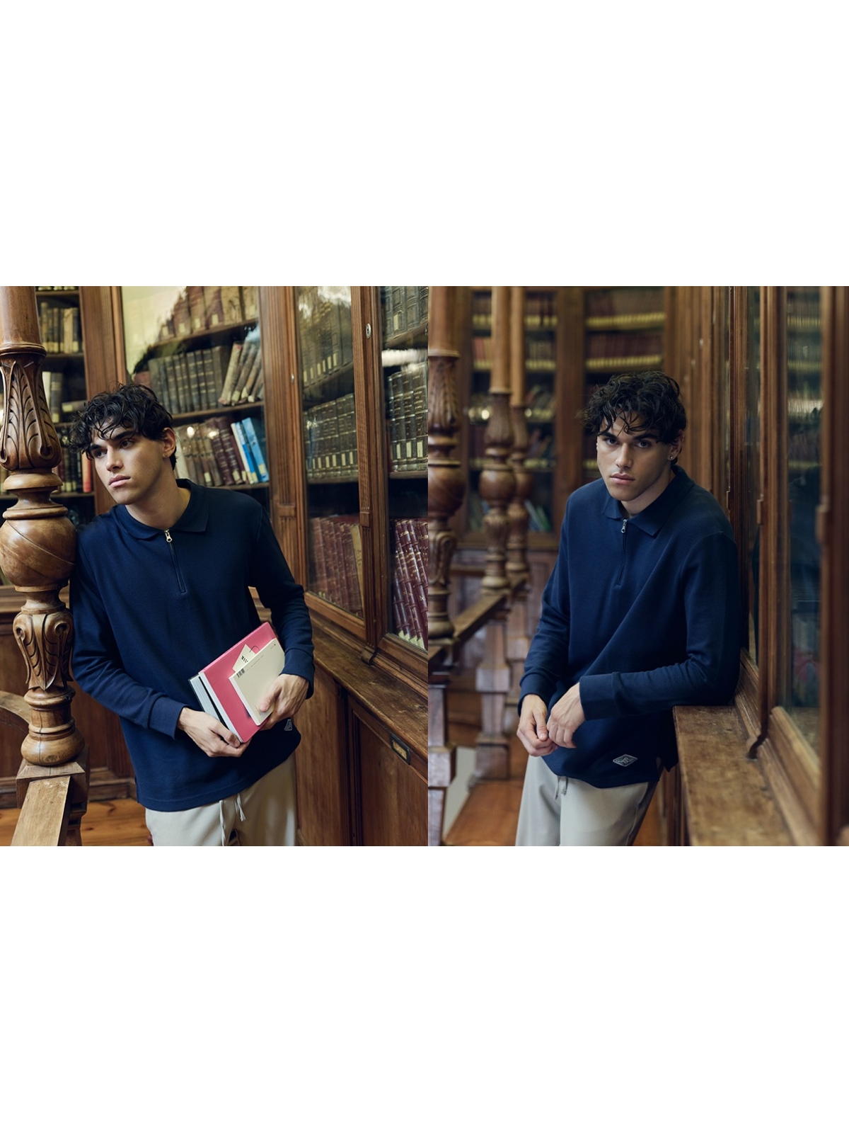 %NewExtra% Plain long-sleeve oversized polo navy