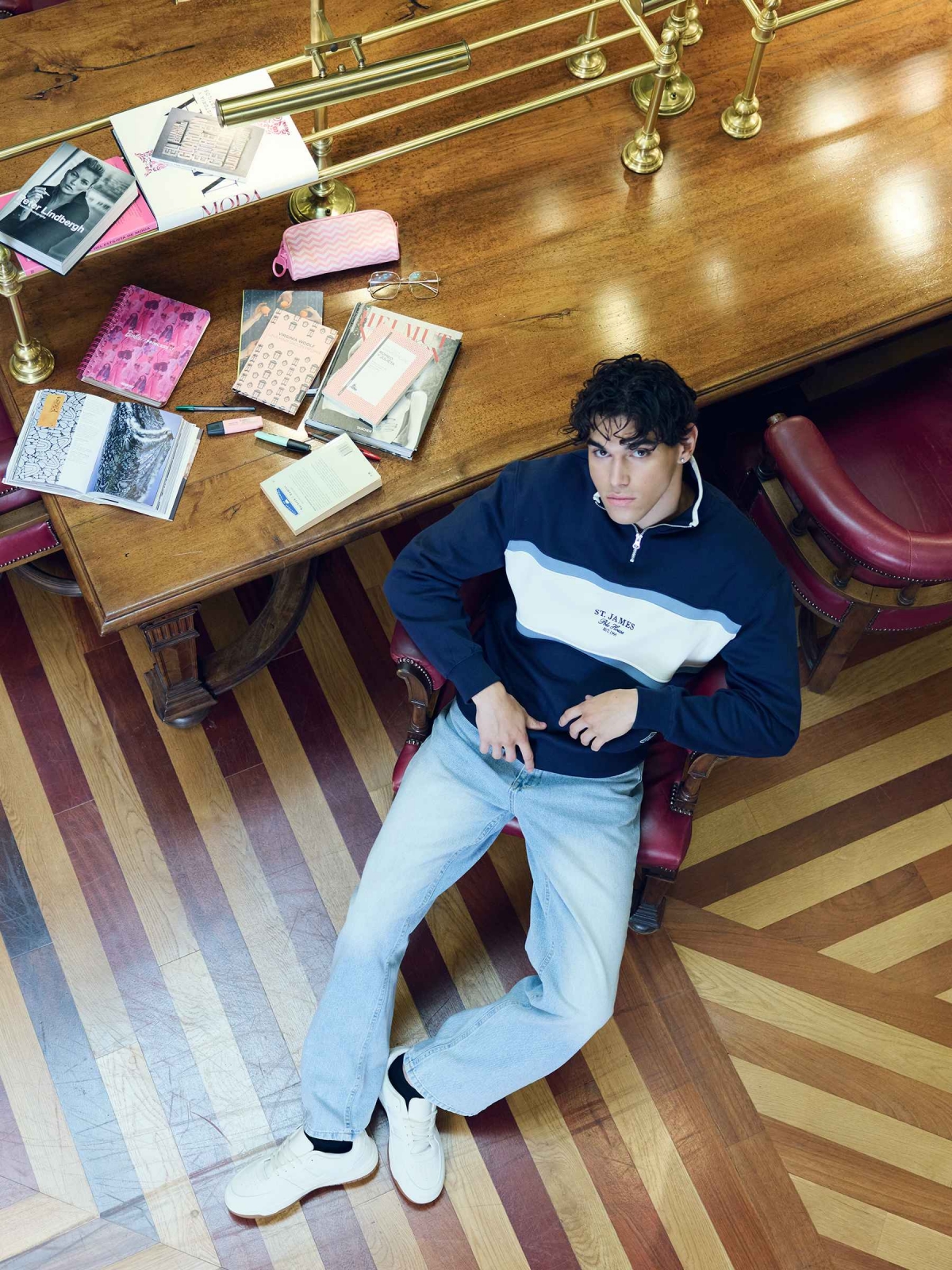 %New% Oversized color block sweatshirt navy
