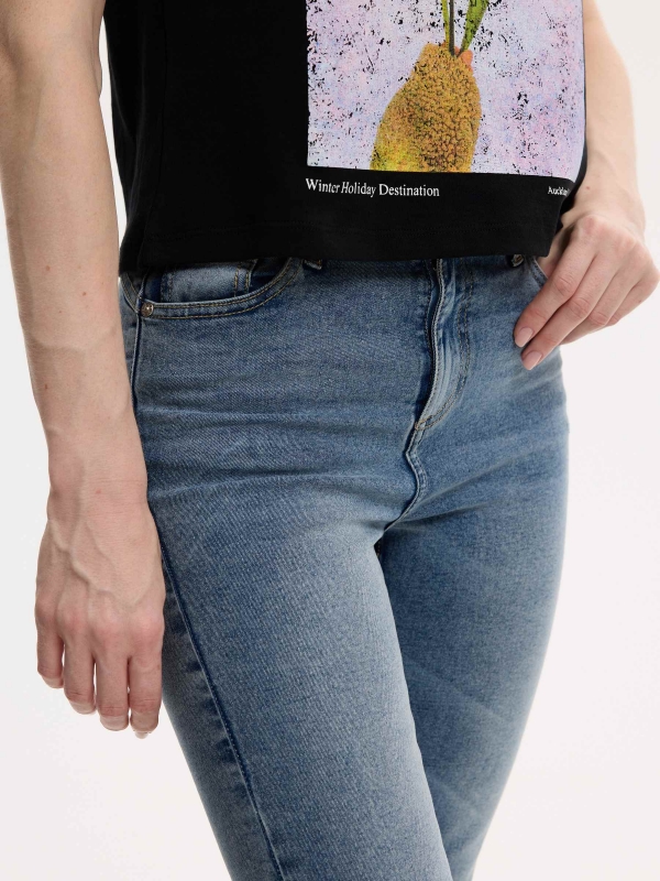 Jeans mid rise skinny push up light blue detail view