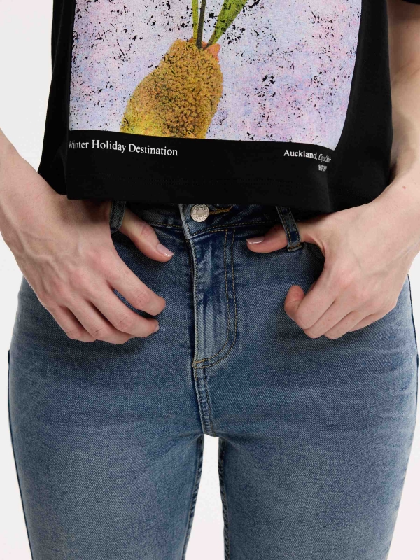 Jeans mid rise skinny push up light blue detail view