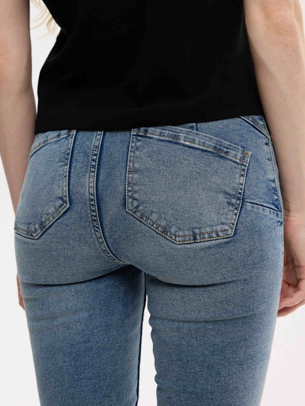 Jeans mid rise skinny push up light blue detail view
