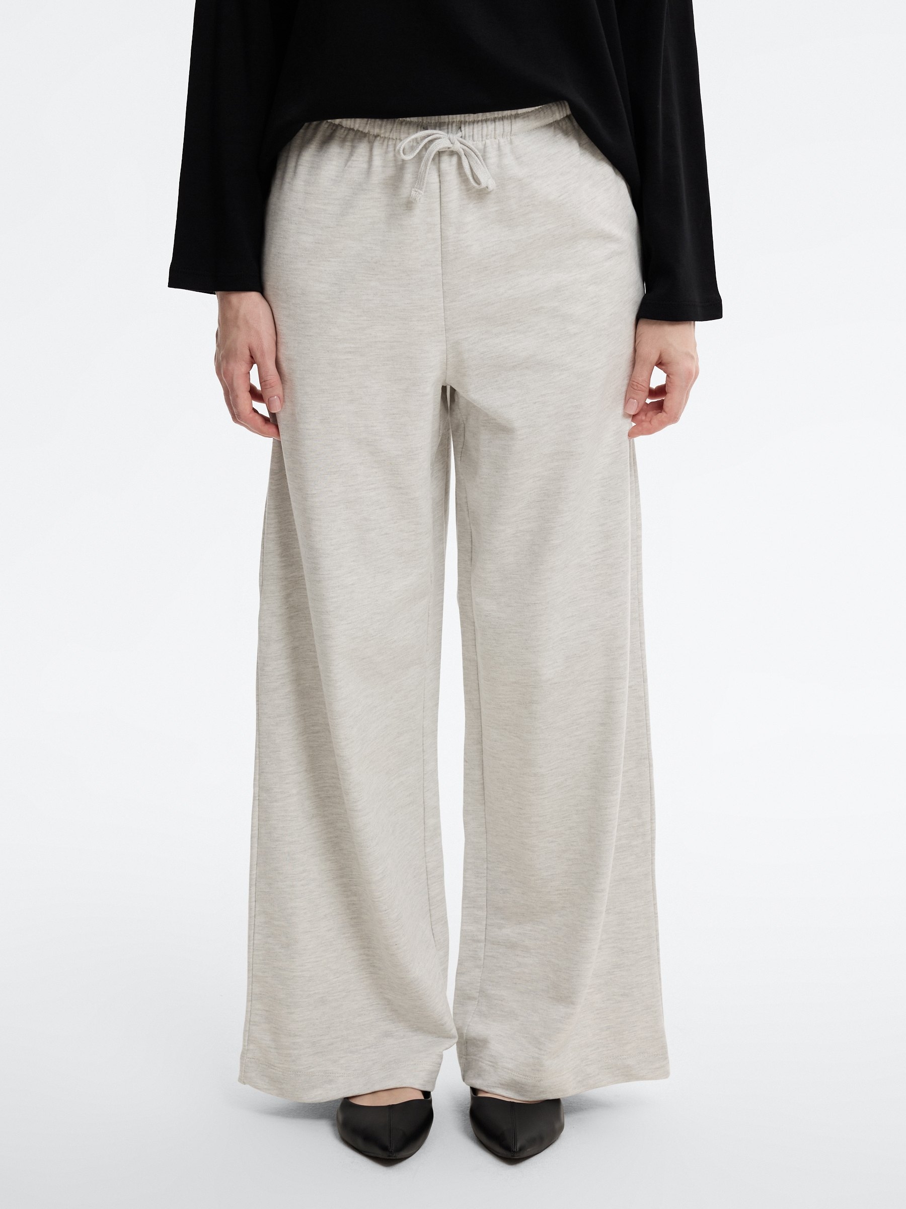 Pantalón chándal felpa liso tiro alto melange claro vista general frontal