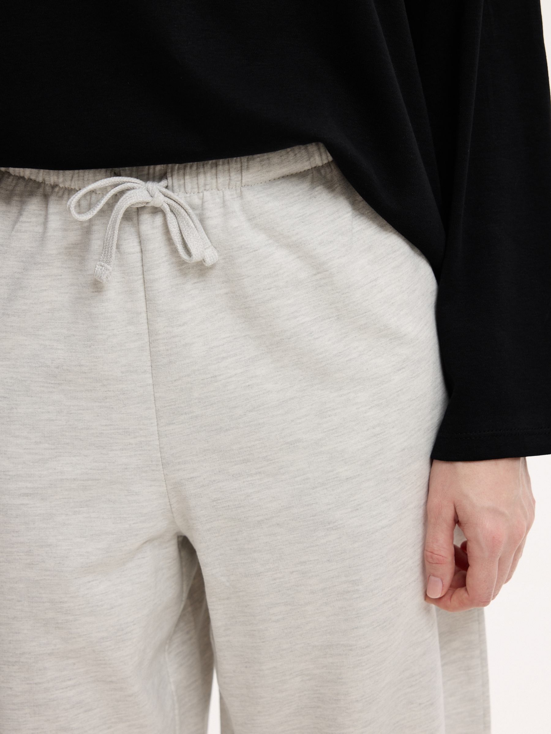 Pantalón chándal felpa liso tiro alto melange claro vista general frontal