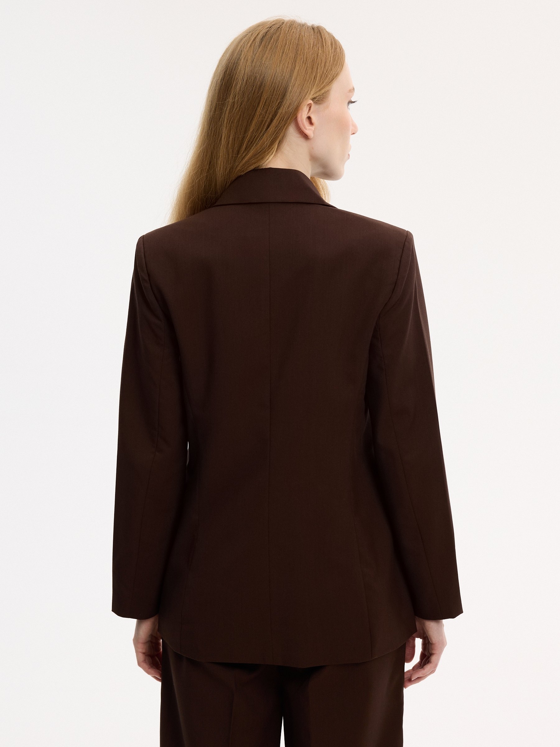 Double-breasted slim fit blazer chocolate middle front view