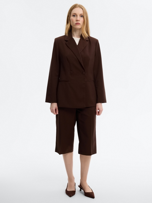 Americana cruzada slim fit chocolate vista general frontal