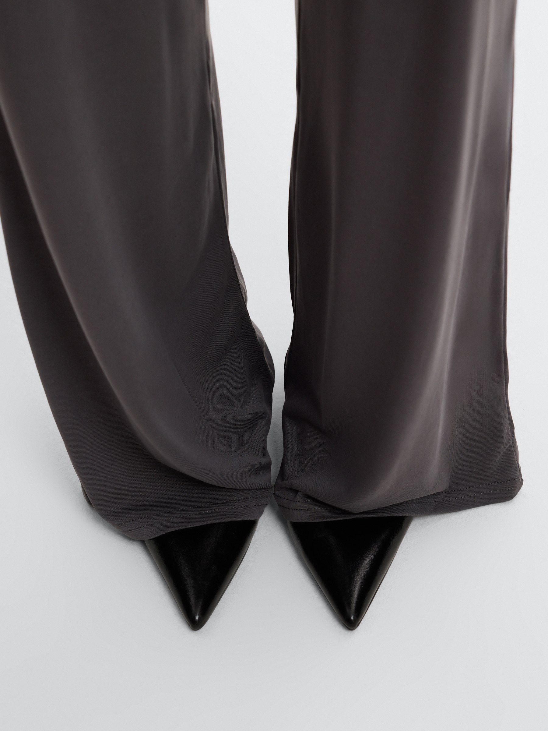 Calça de moletom wide leg melange claro vista geral frontal