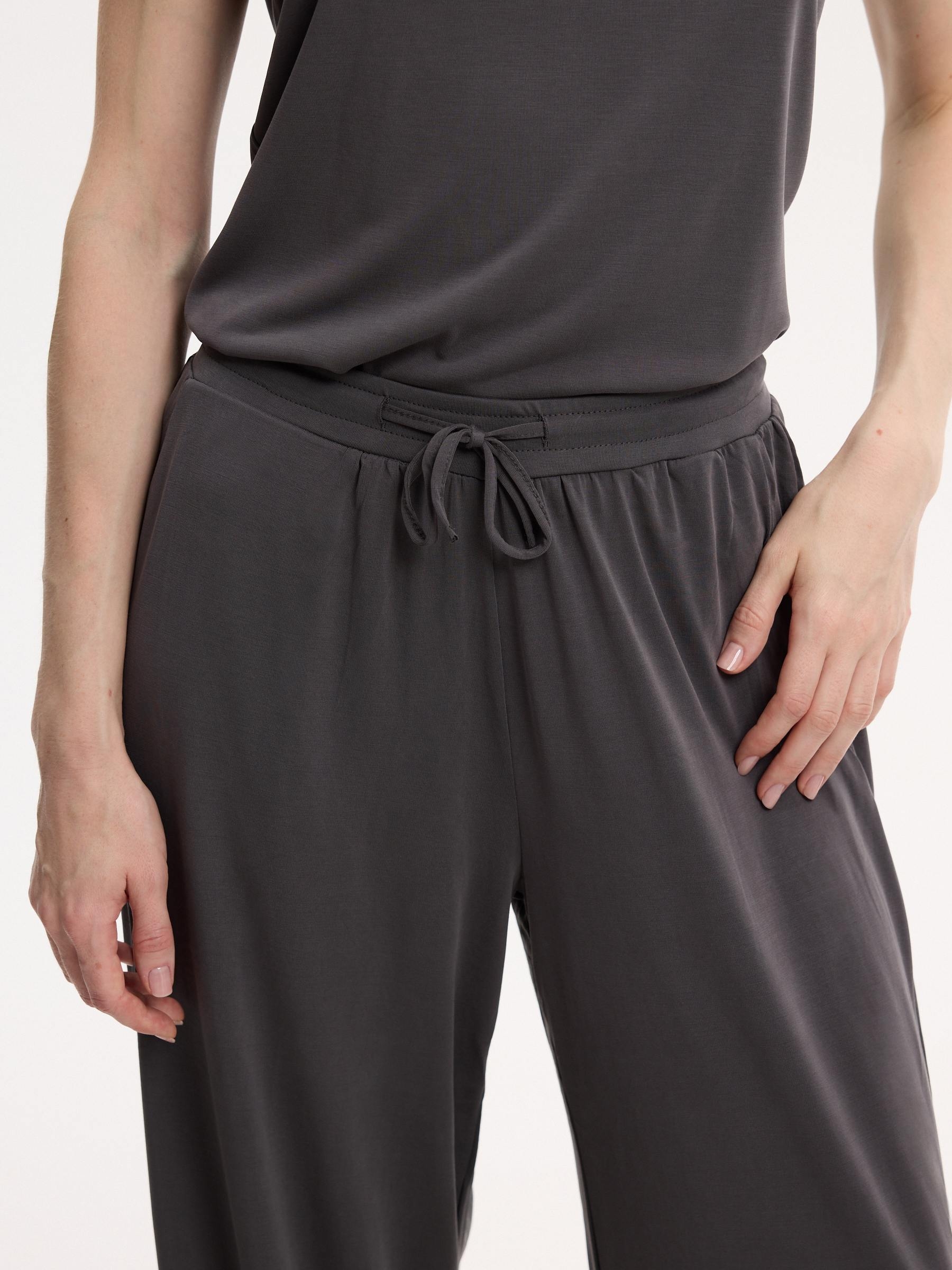 Calça de moletom wide leg melange claro vista geral frontal