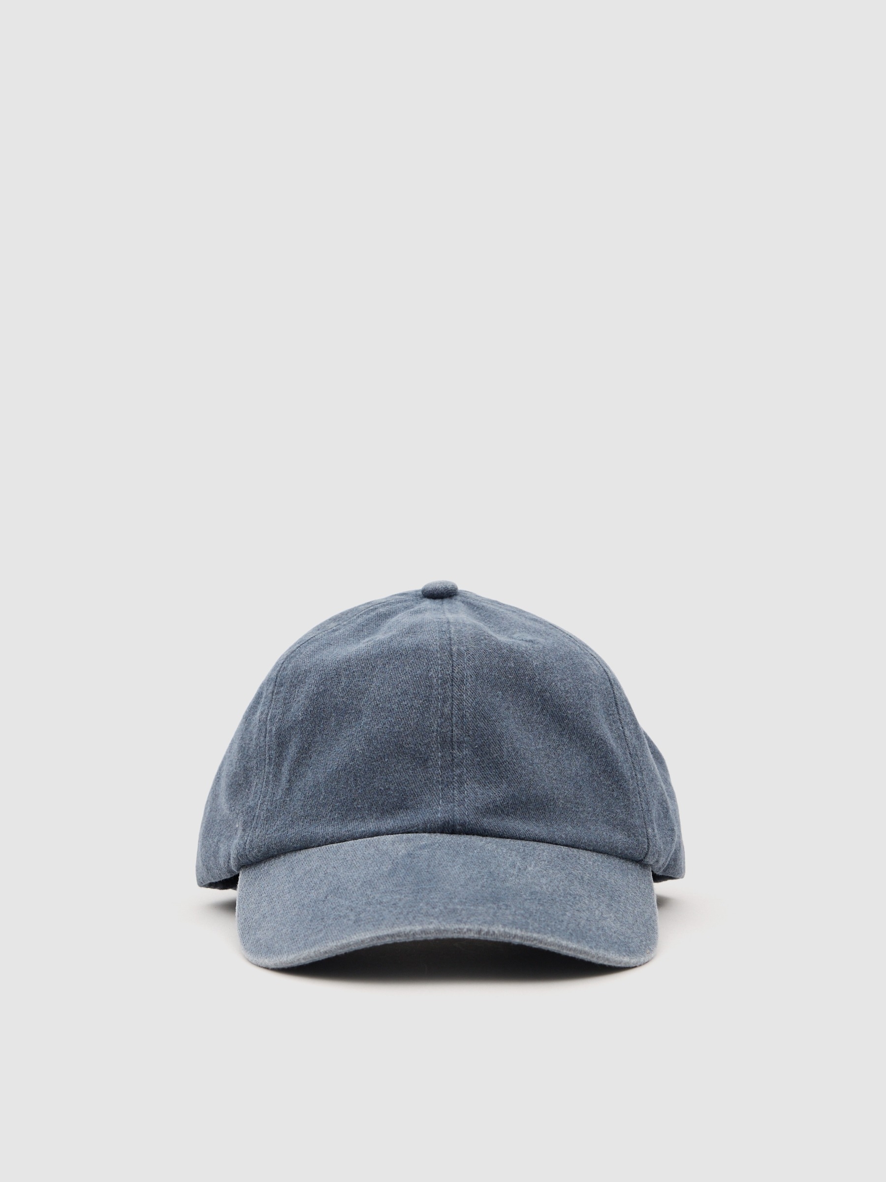 Gorra baseball lavada azul vista lateral frontal 45º