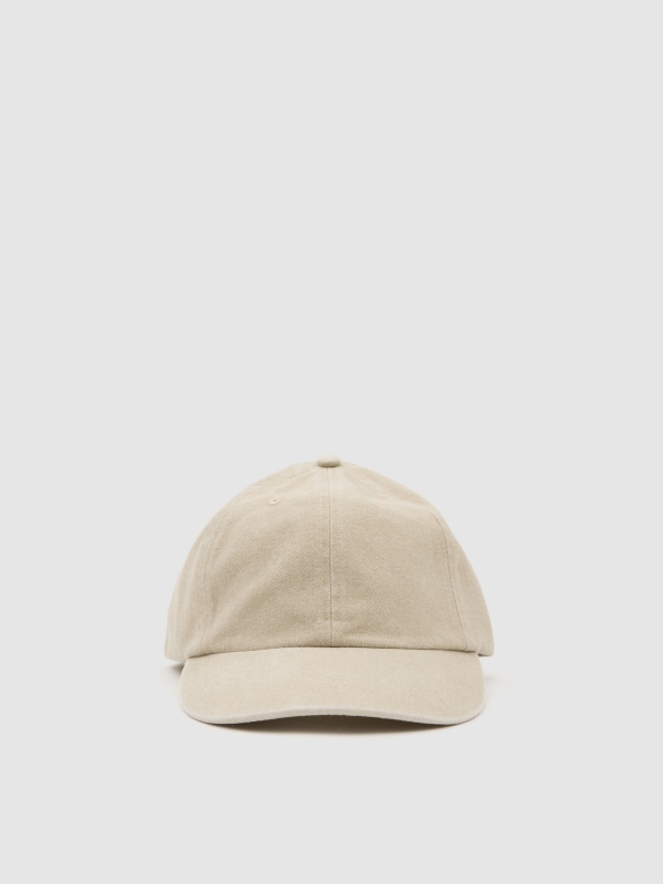 Gorra baseball lavada beige vista lateral frontal 45º