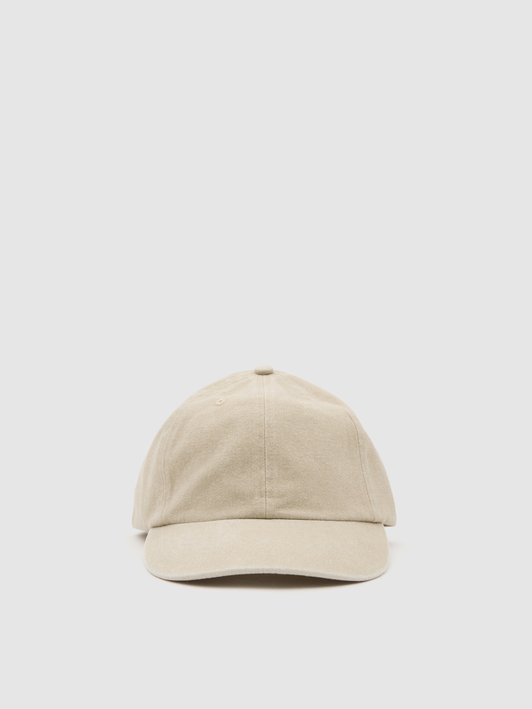 Gorra baseball lavada beige vista lateral frontal 45º