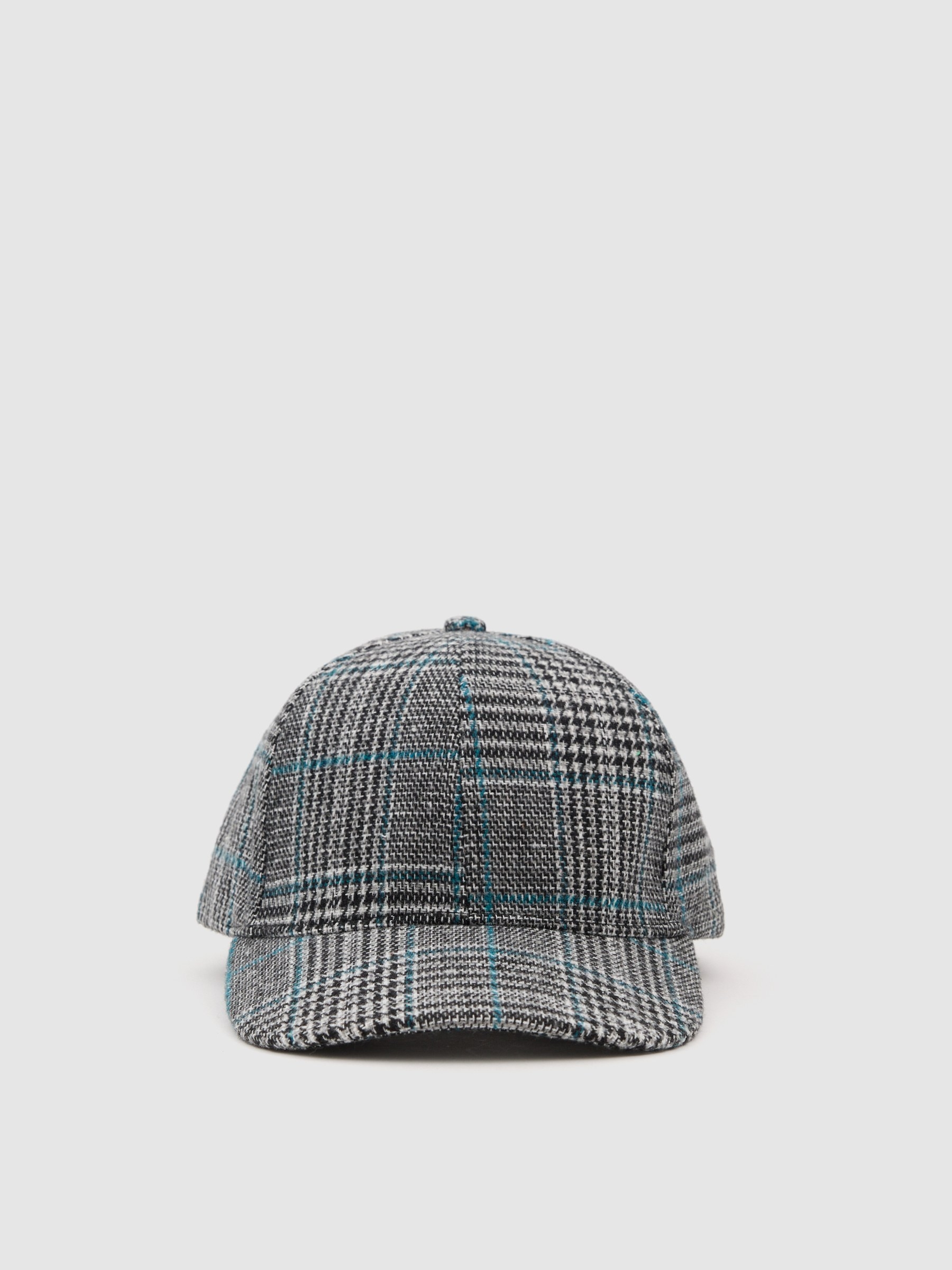 Gorra baseball cuadros gris vista lateral frontal 45º