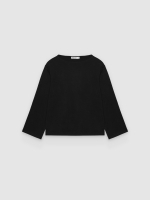 %Pto% Camiseta básica manga larga cuello barco negro vista frontal