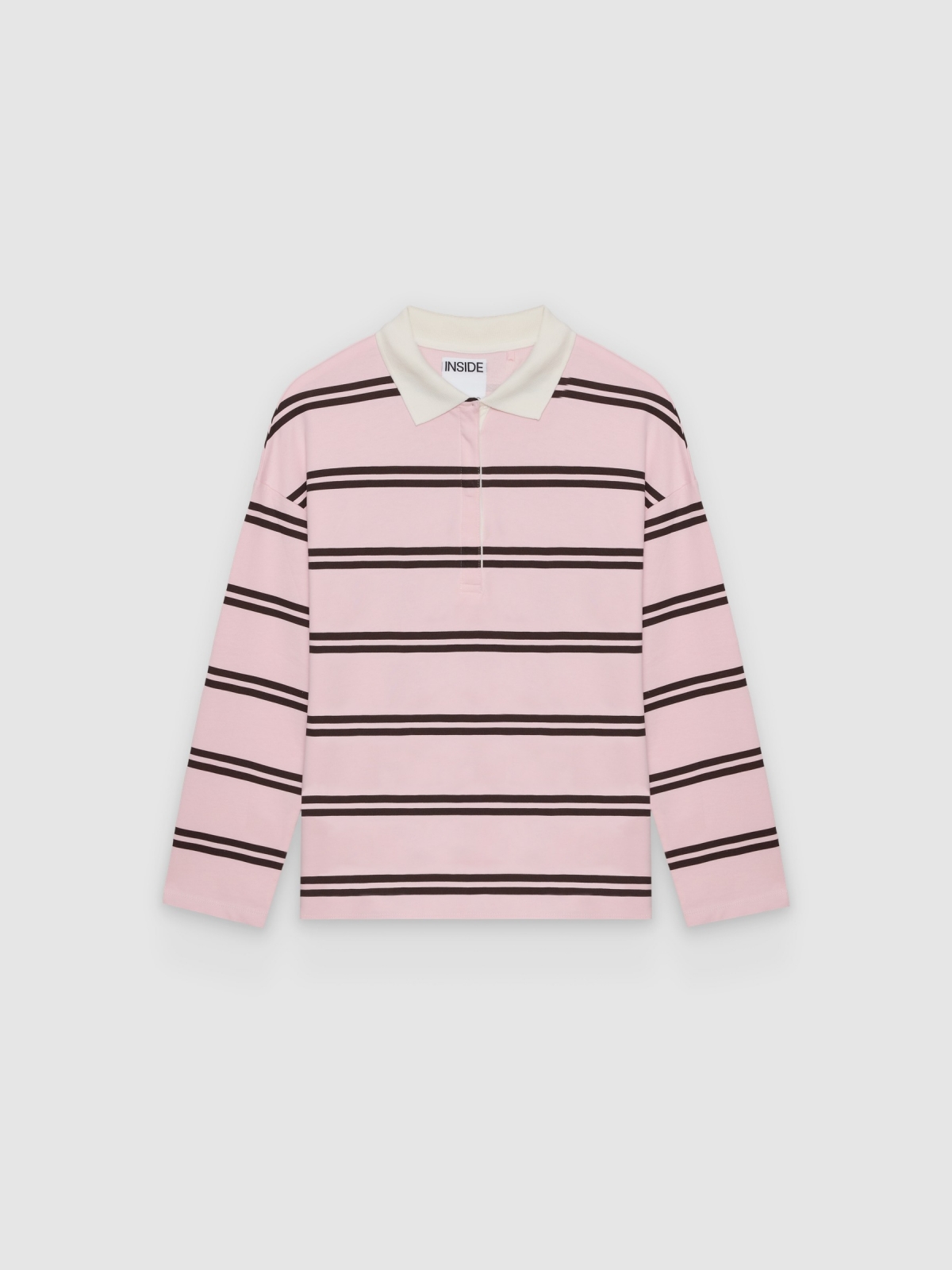 %Pto% Sudadera polo felpa rayas rosa claro vista frontal