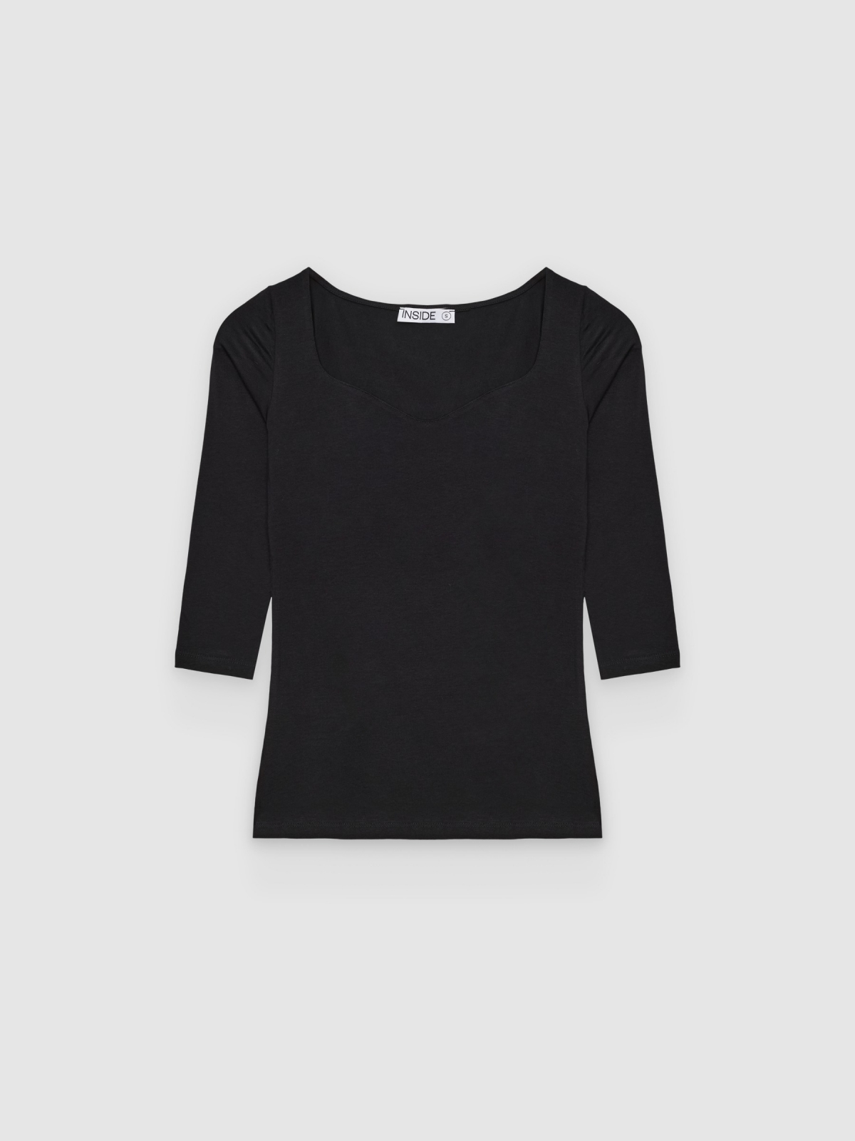 %Pto% T-shirt básica com corações preto vista frontal