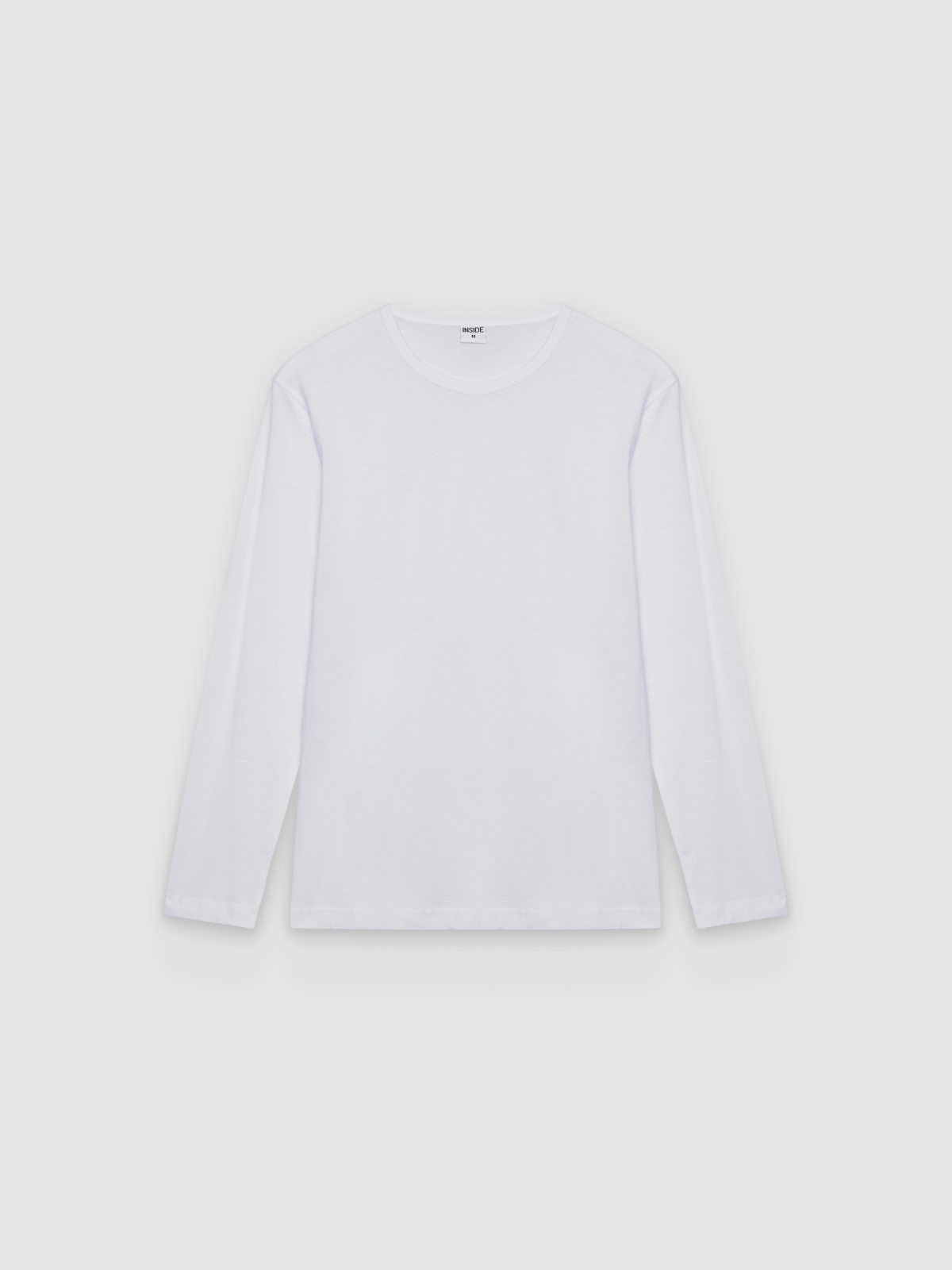 %Pto% T-shirt básica de manga comprida branco vista frontal