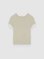 %Pto% Camiseta doble manga slim viscosa verde grisáceo vista frontal