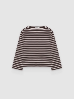%Pto% Basic long-sleeved striped T-shirt chocolate front view