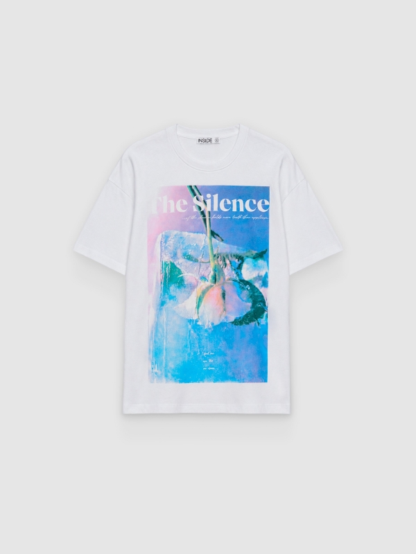  Camiseta oversize flores blanco vista frontal