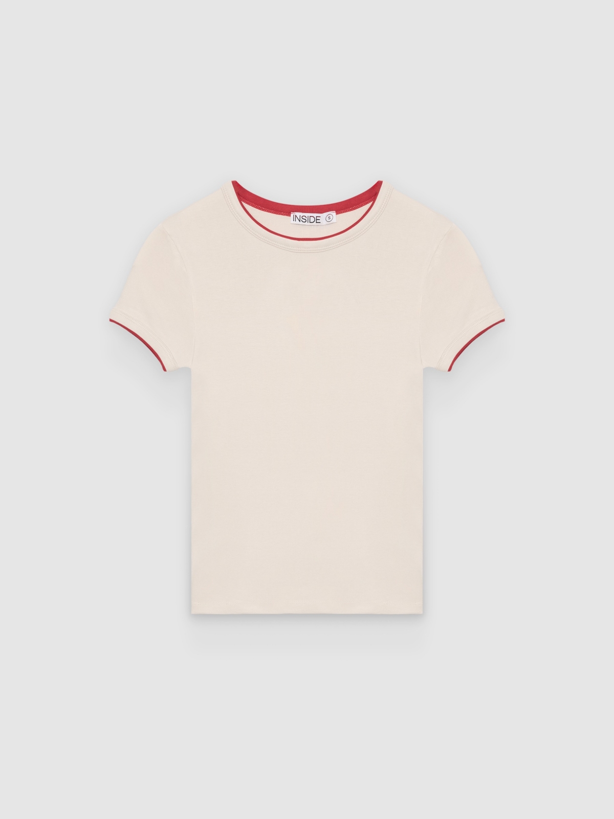 %Pto% Slim viscose double-sleeve T-shirt sand front view