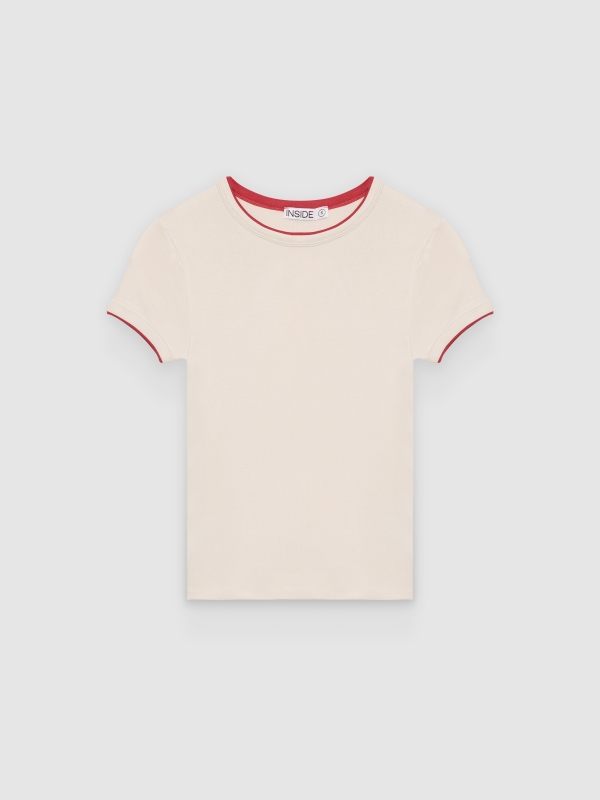  Camiseta doble manga slim viscosa arena vista frontal