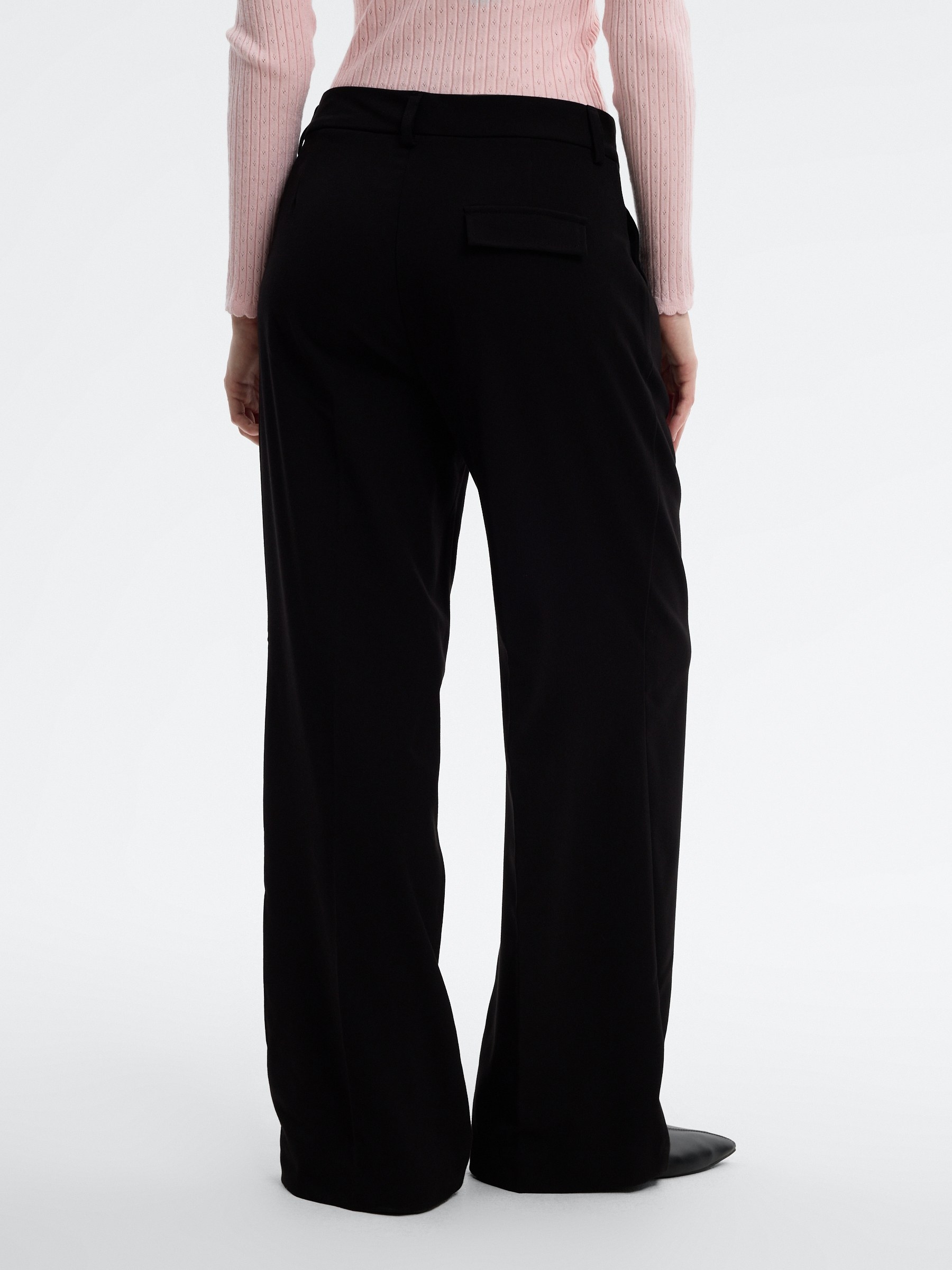 Double-pleat palazzo pants black front view