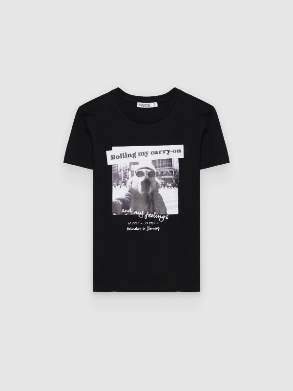  Camiseta estampado rolling negro vista frontal