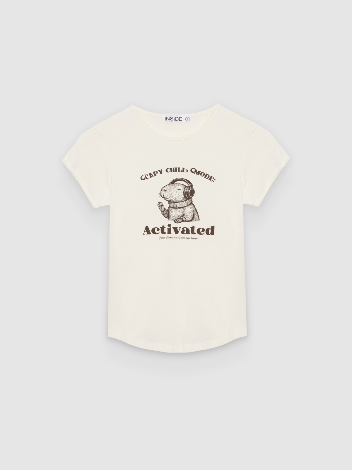 %Pto% Camiseta print capybara blanco roto vista frontal