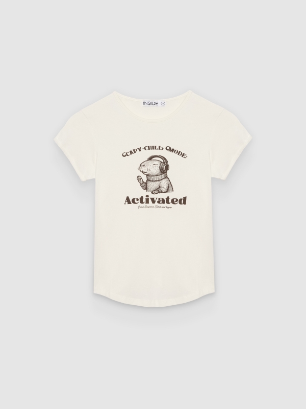  Camiseta print capybara blanco roto vista frontal