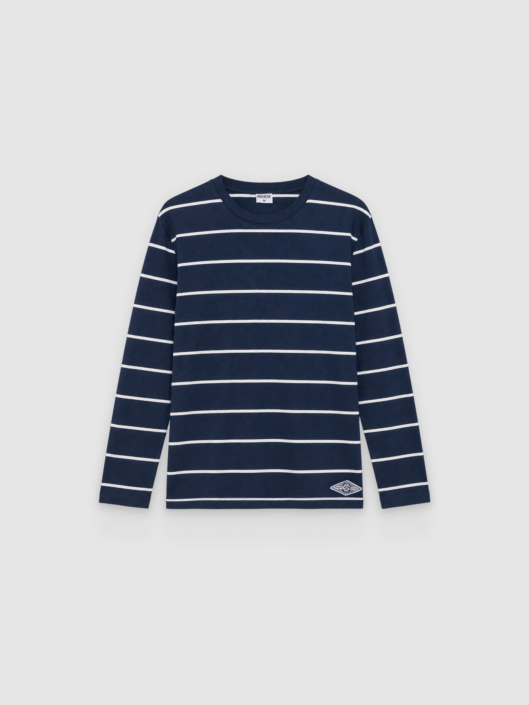  Camiseta manga larga rayas azul marino vista frontal