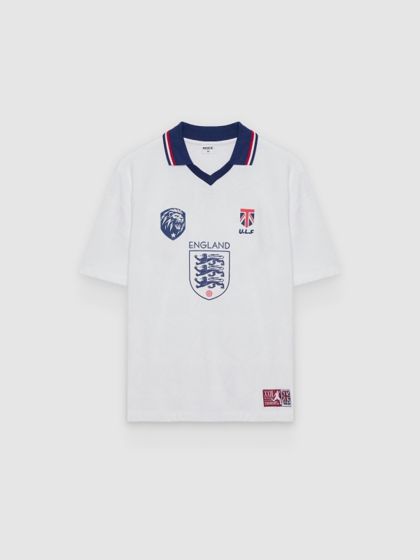  Polo fútbol estampado regular blanco vista frontal